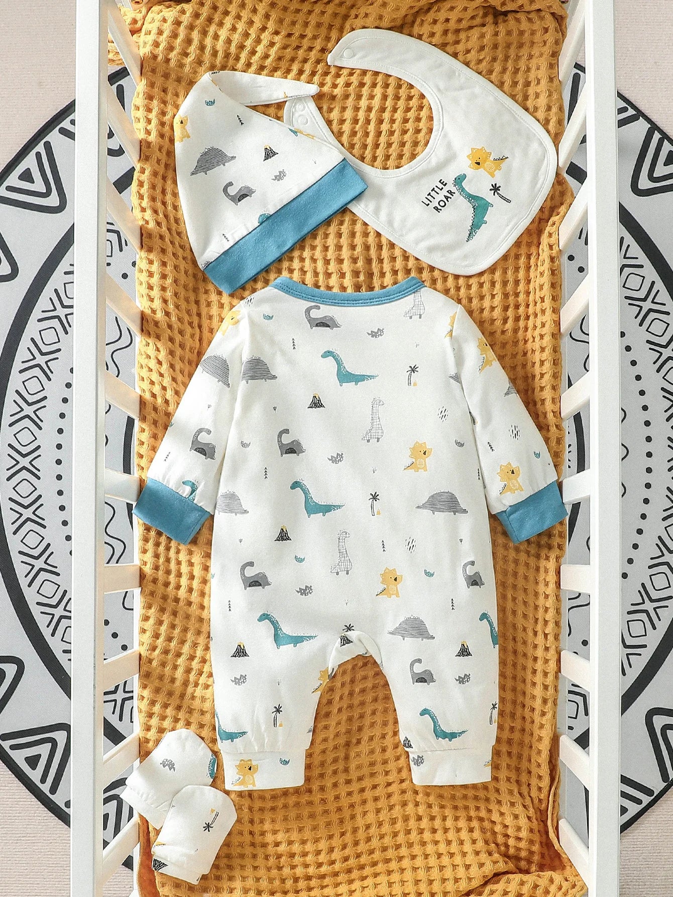 MOMSTAG 4-Piece Baby Unisex Animal Print Jumpsuit Set