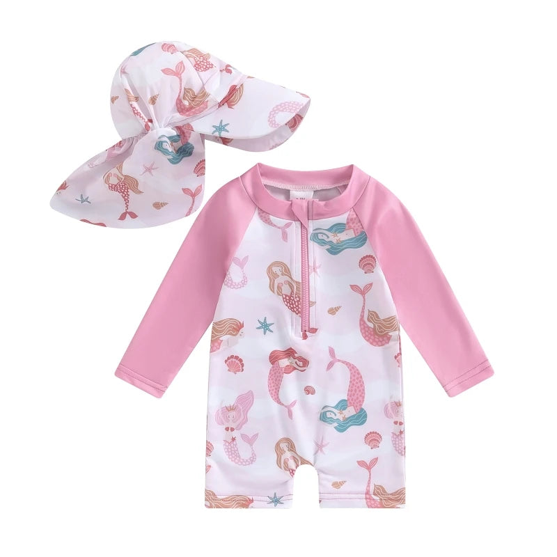 Floral or Tropical Long Sleeve Suit with Hat