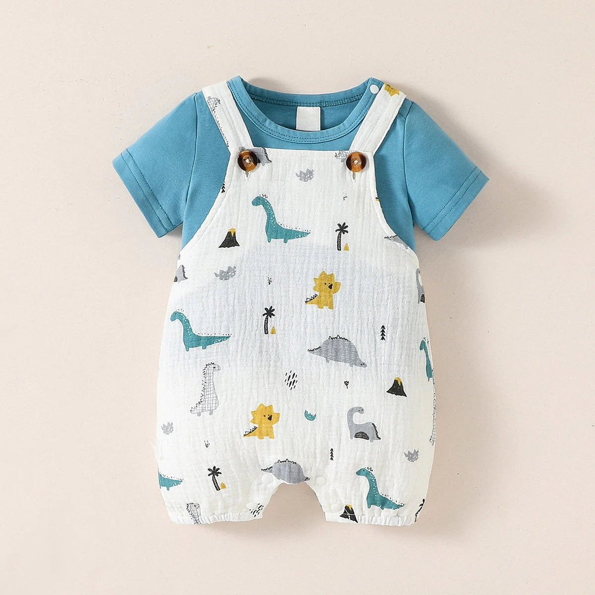 MOMSTAG 2pc Baby Boys Summer Short Sleeve T-Shirt & Suspenders Set