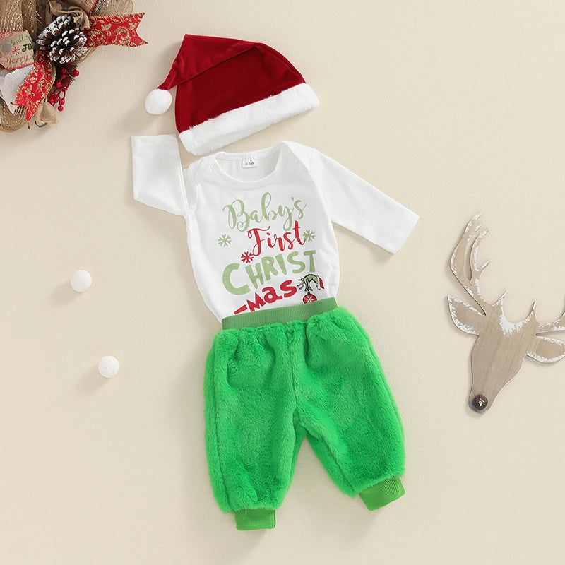 Baby Boy Christmas Cotton Grinch Outfit Set