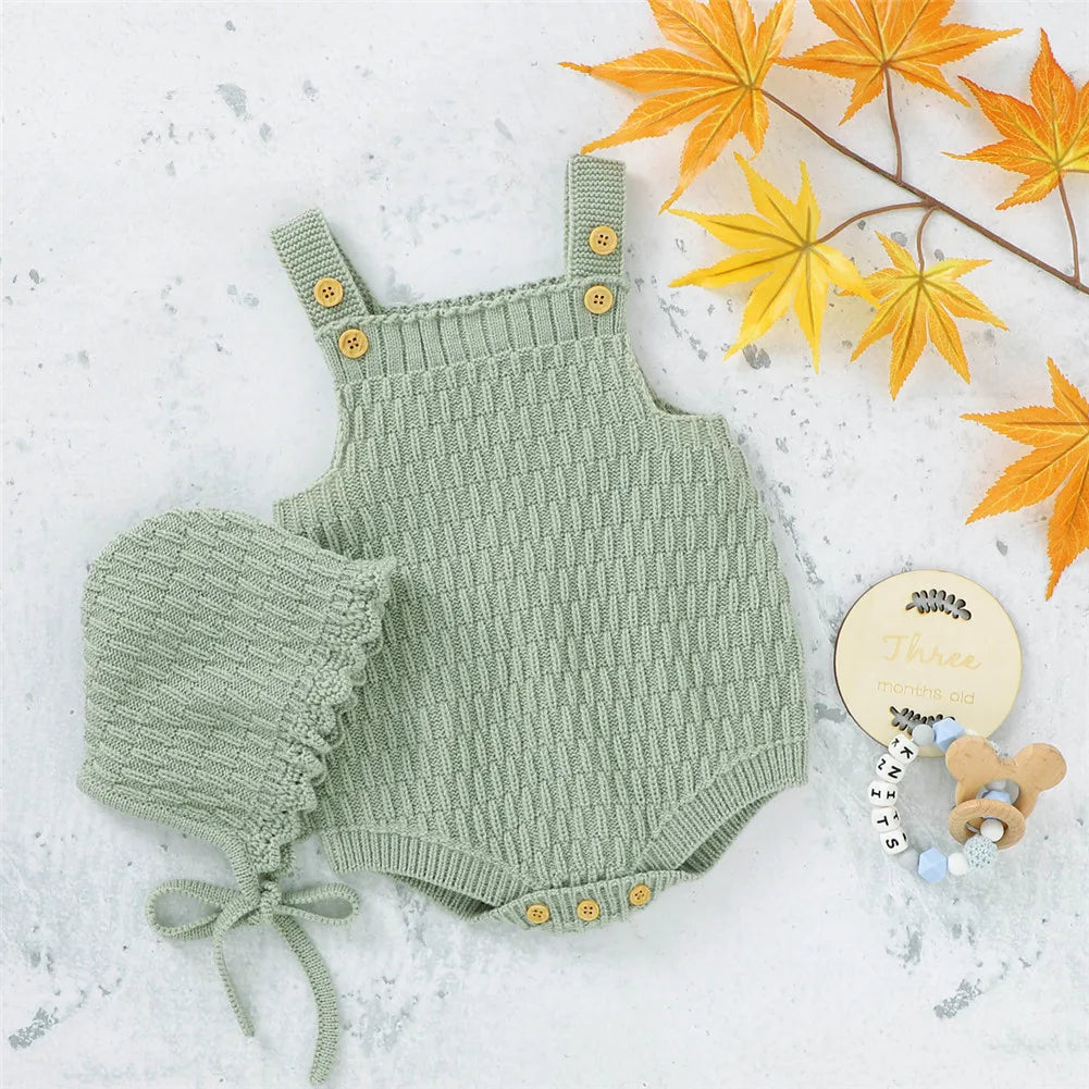2Pcs Set Baby Knitted Romper Set