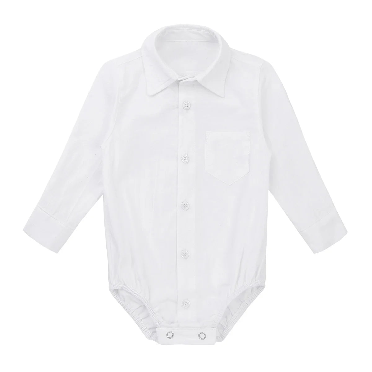 Baby Boy Formal Jumpsuit – White Long Sleeve Wedding Romper