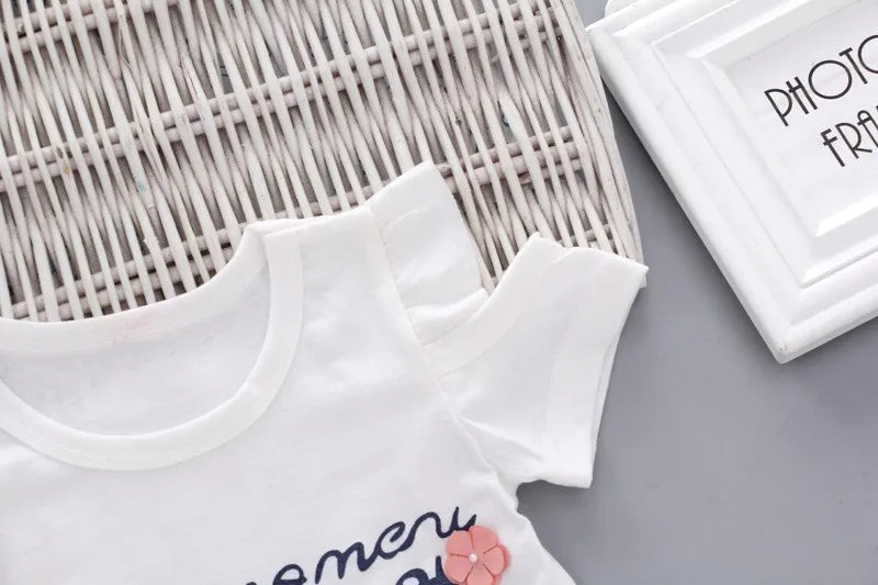 MOMSTAG Floral Strapless T-Shirt & Pant Set (Girls)