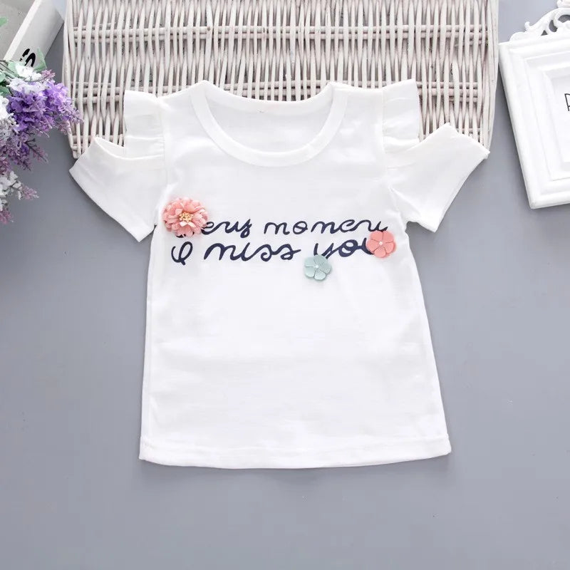 MOMSTAG Floral Strapless T-Shirt & Pant Set (Girls)