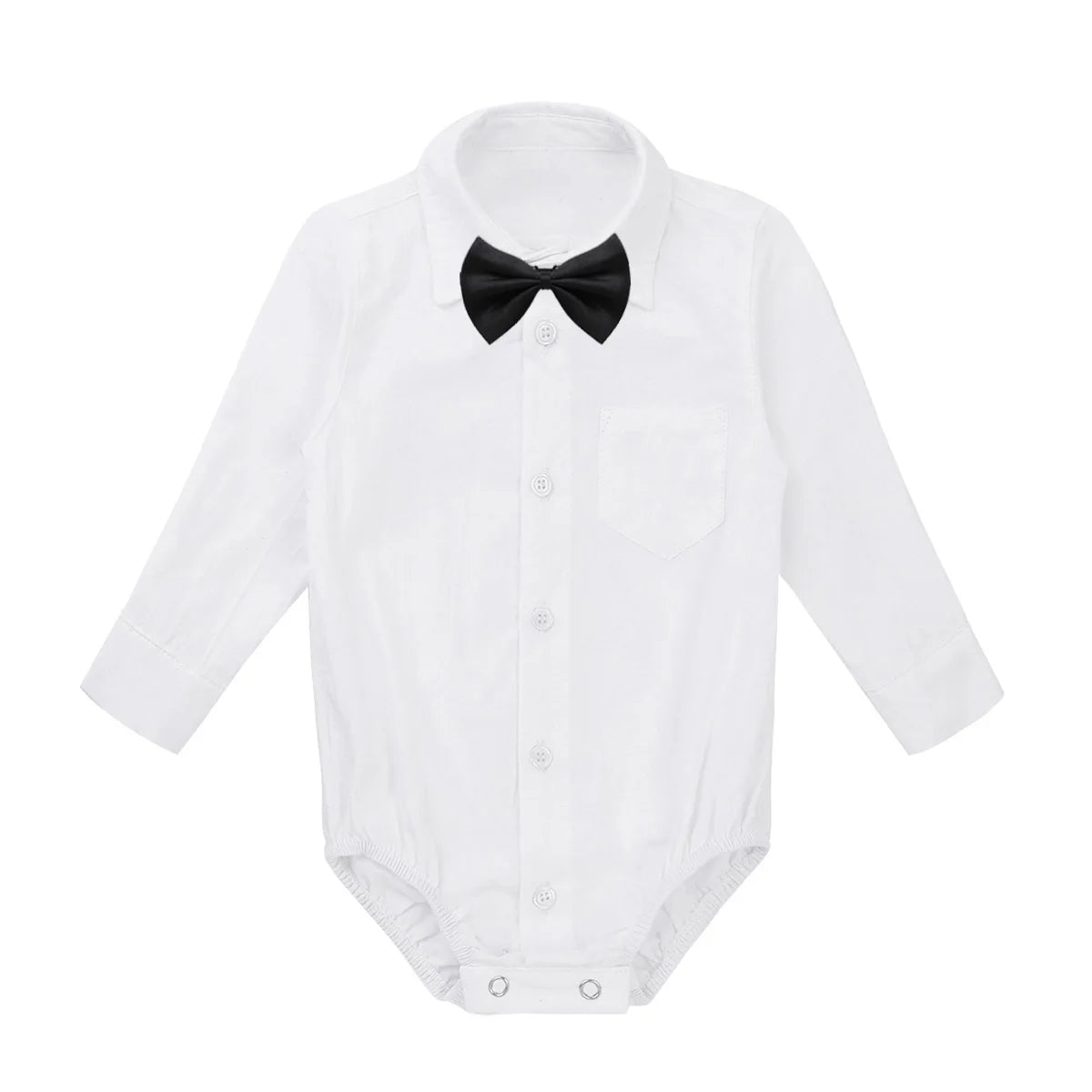 Baby Boy Formal Jumpsuit – White Long Sleeve Wedding Romper