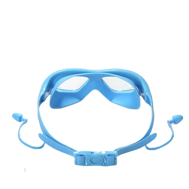 Waterproof Anti Fog Large Frame Water Glasses Connected Silicone Earplugs Goggles for Kids
