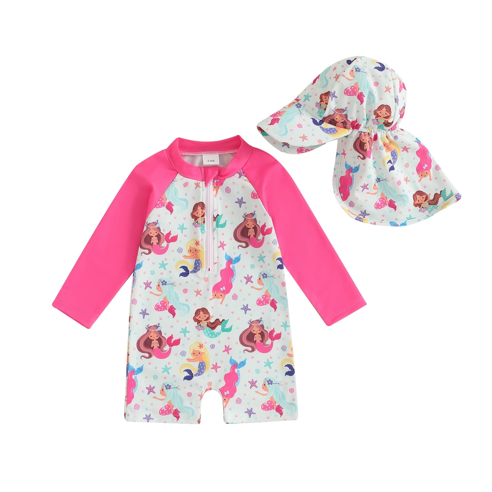 Floral or Tropical Long Sleeve Suit with Hat