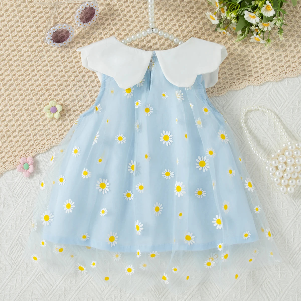 Baby Girl Summer Dress – Floral Print & Lace Bow