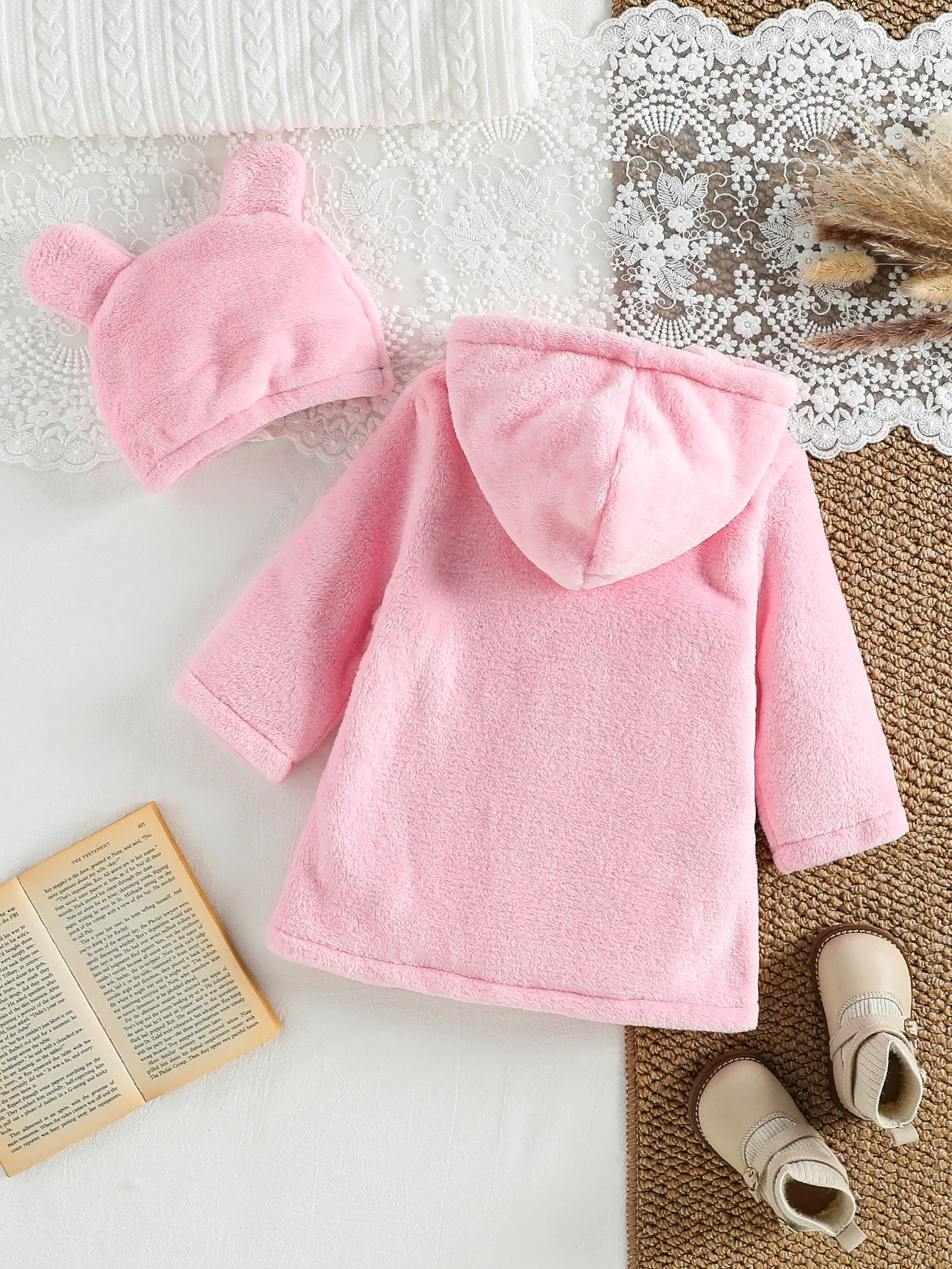 Warm Winter Baby Girls Coat & Hat 1-3Y