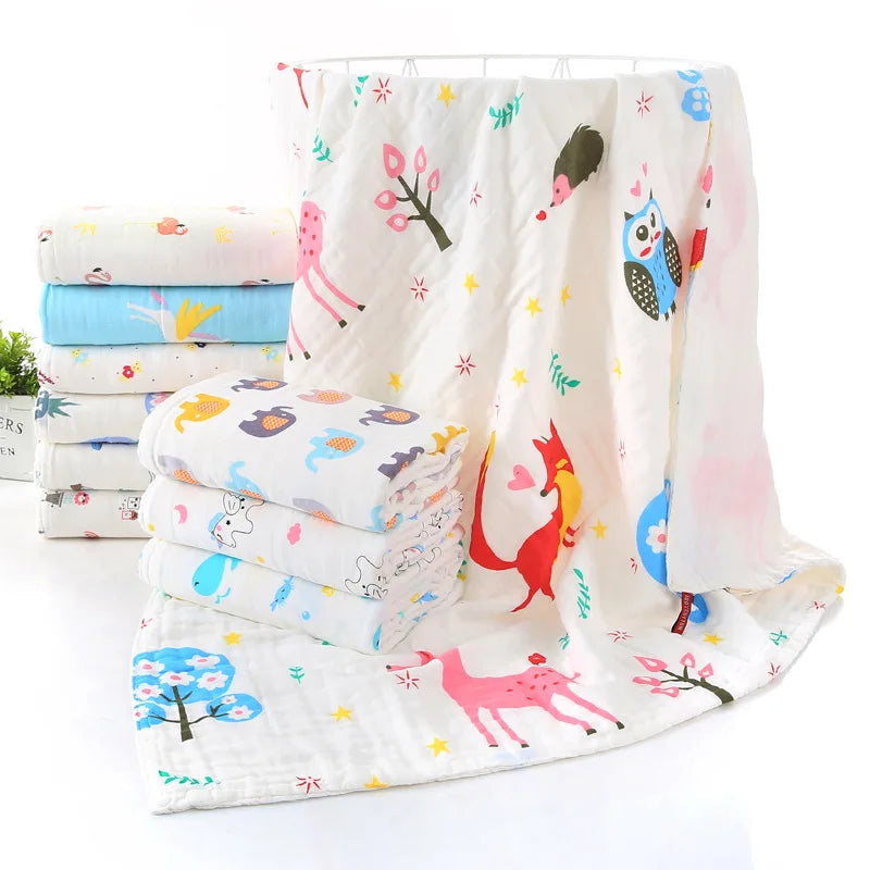 MOMSTAG 6-Layer Gauze Cotton Baby Bath Towel & Washcloth Set