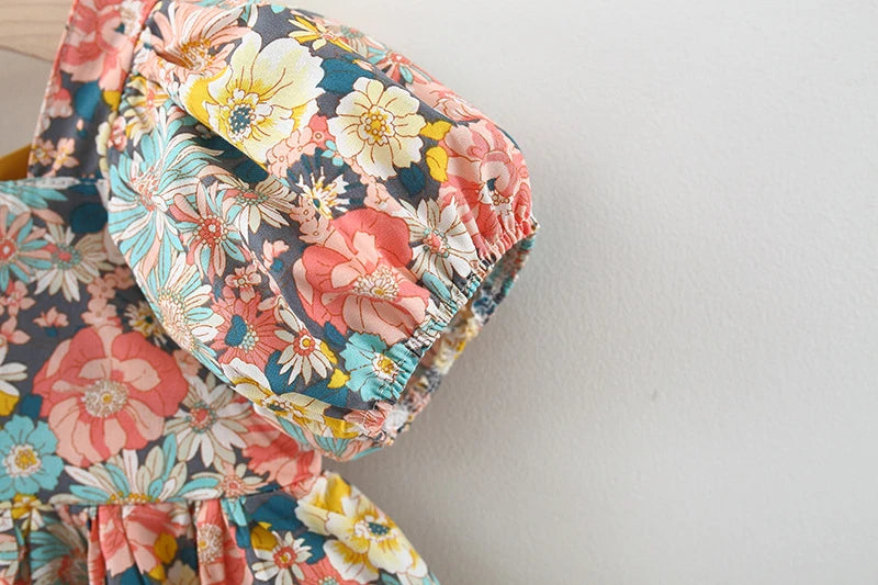 MOMSTAG Toddler Girls Short Sleeve Floral Dress