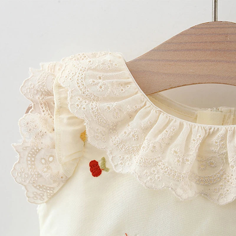 Korean Lace Flower Cotton Dress (Girls)