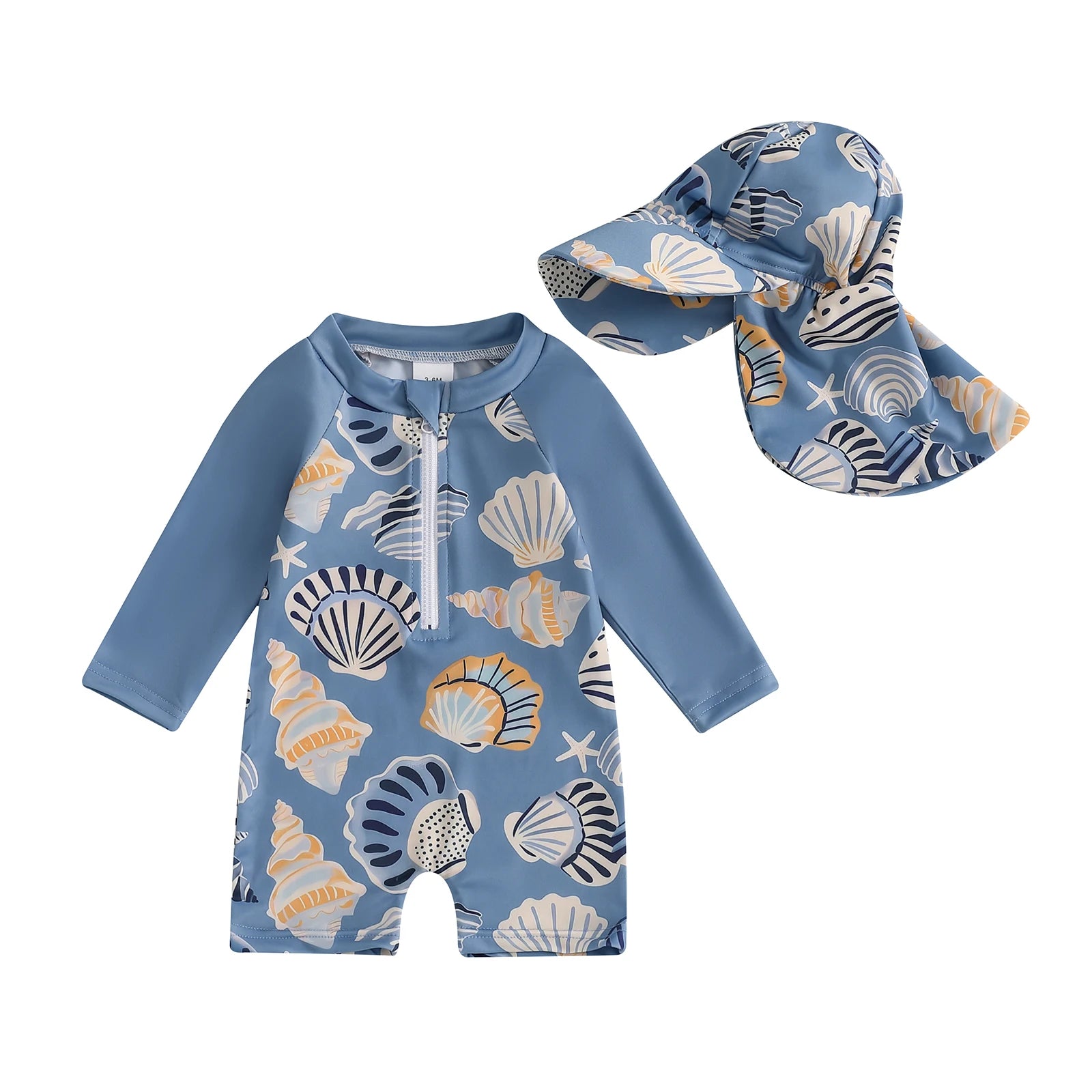 Floral or Tropical Long Sleeve Suit with Hat