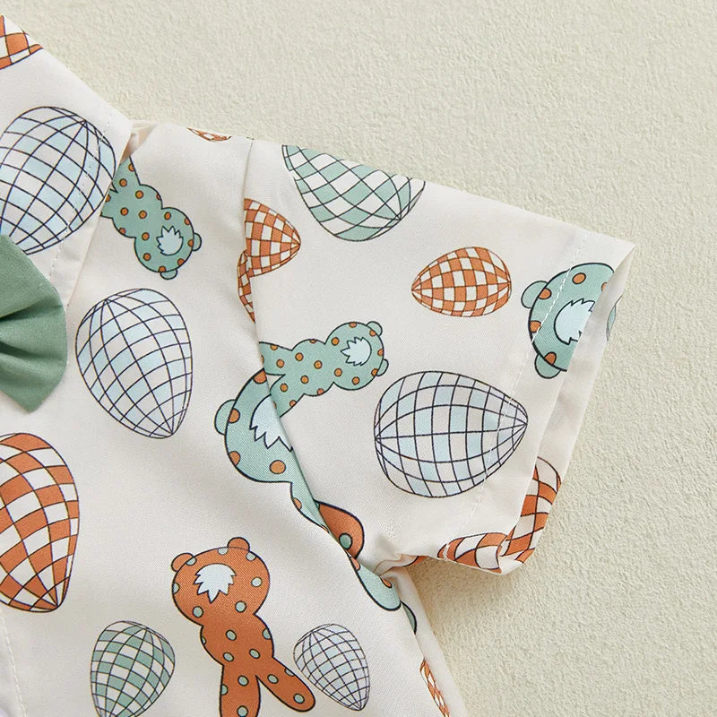 Infant Easter Outfit Lapel Collar Bodysuit