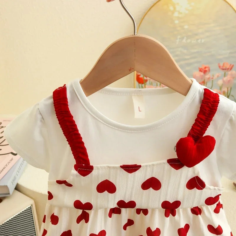 Heart-Shaped Printed Cute Baby Girl
