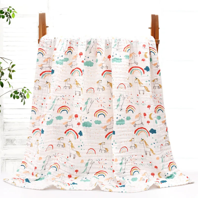 MOMSTAG 6-Layer Gauze Cotton Baby Bath Towel & Washcloth Set