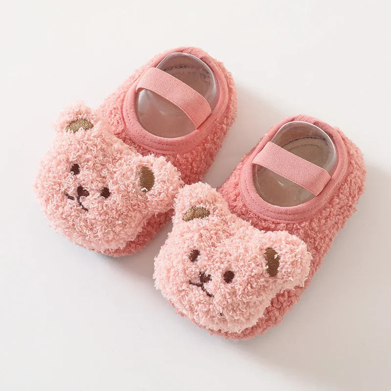 Cartoon Bear Baby Shoes Thick Warm Newborn Shoes