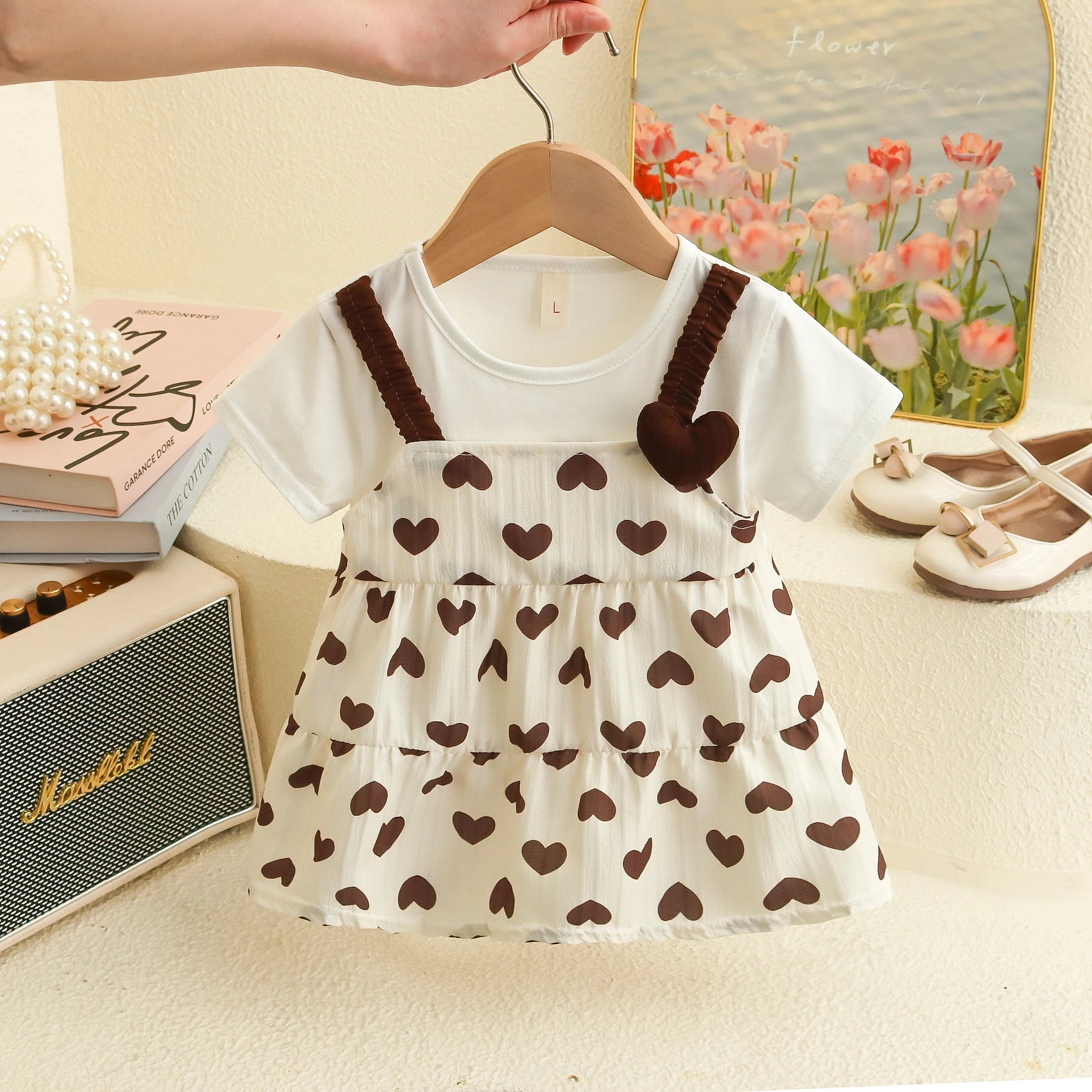 Heart-Shaped Printed Cute Baby Girl