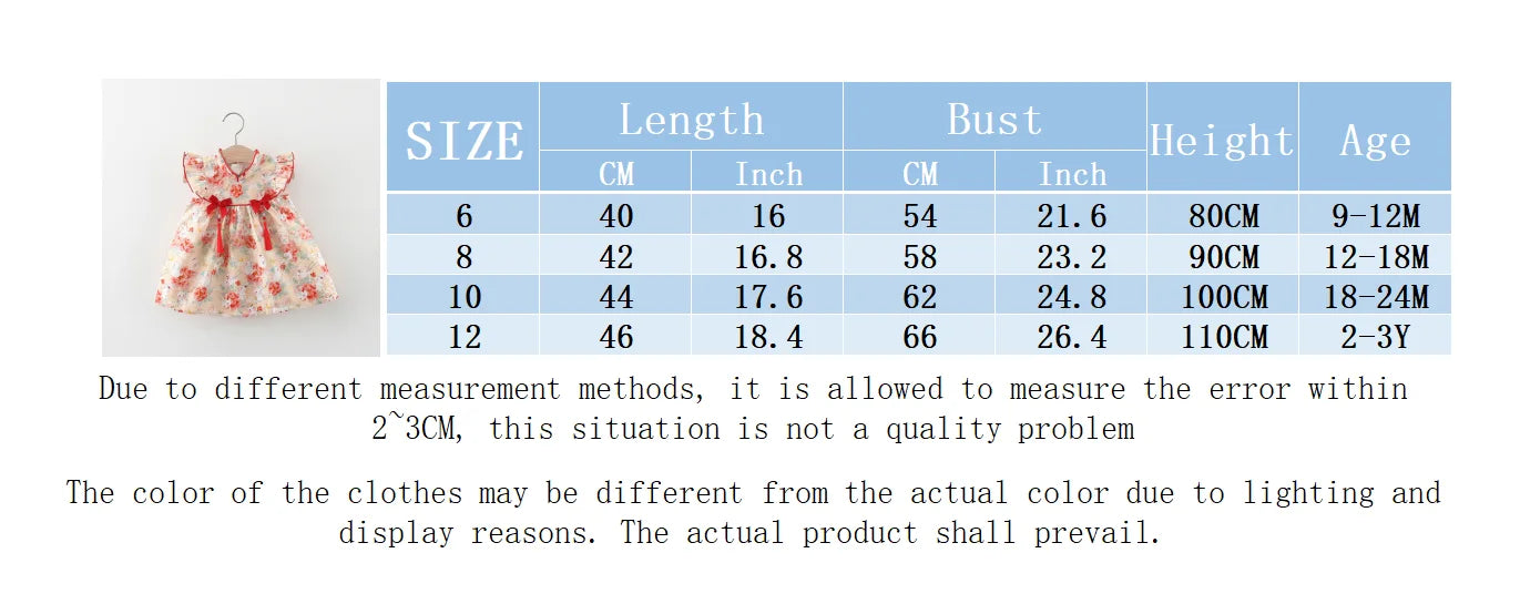 Baby Girl Dress – Cute Rabbit Print Flying Sleeves Summer Outfit (0-3Y)