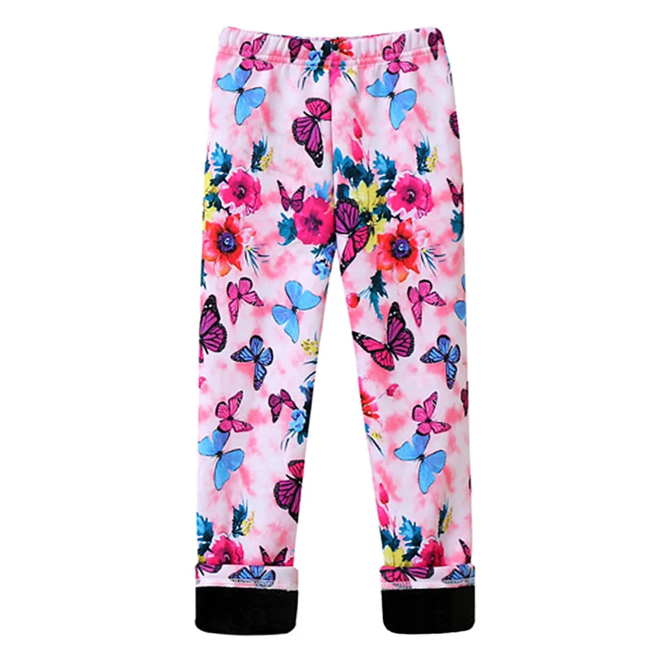 Girls Cozy Fleece-Lined Butterfly Leggings