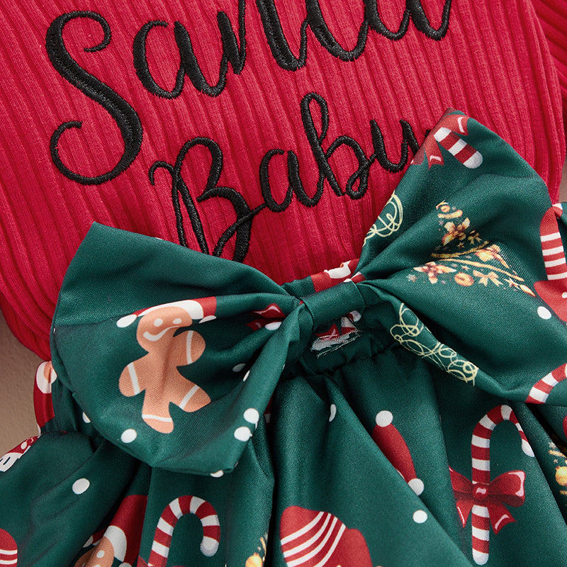 Cotton Christmas Baby Girl Santa Romper Dress