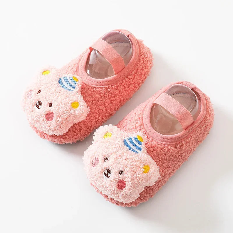 Cartoon Bear Baby Shoes Thick Warm Newborn Shoes