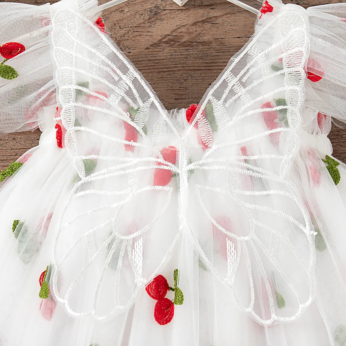 Fruit & Flower Print Princess Dress with Bow Back for Birthday & Party