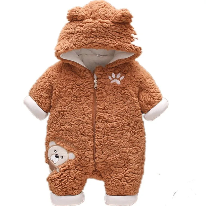 Baby Cotton Plush Bear Winter Jumpsuit 3-18M
