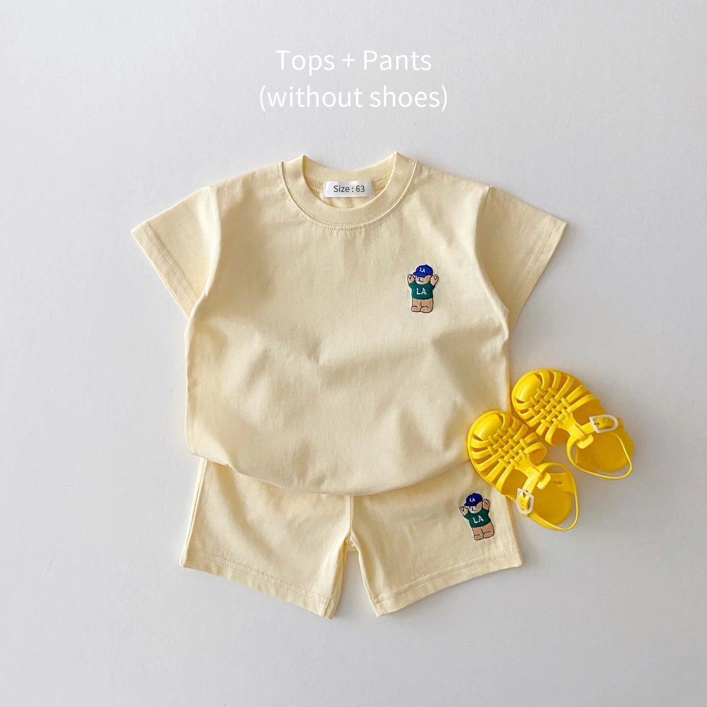2-Piece Top & Bottom Set for Boys & Girls, Casual Sports Suit with Bear Embroidery