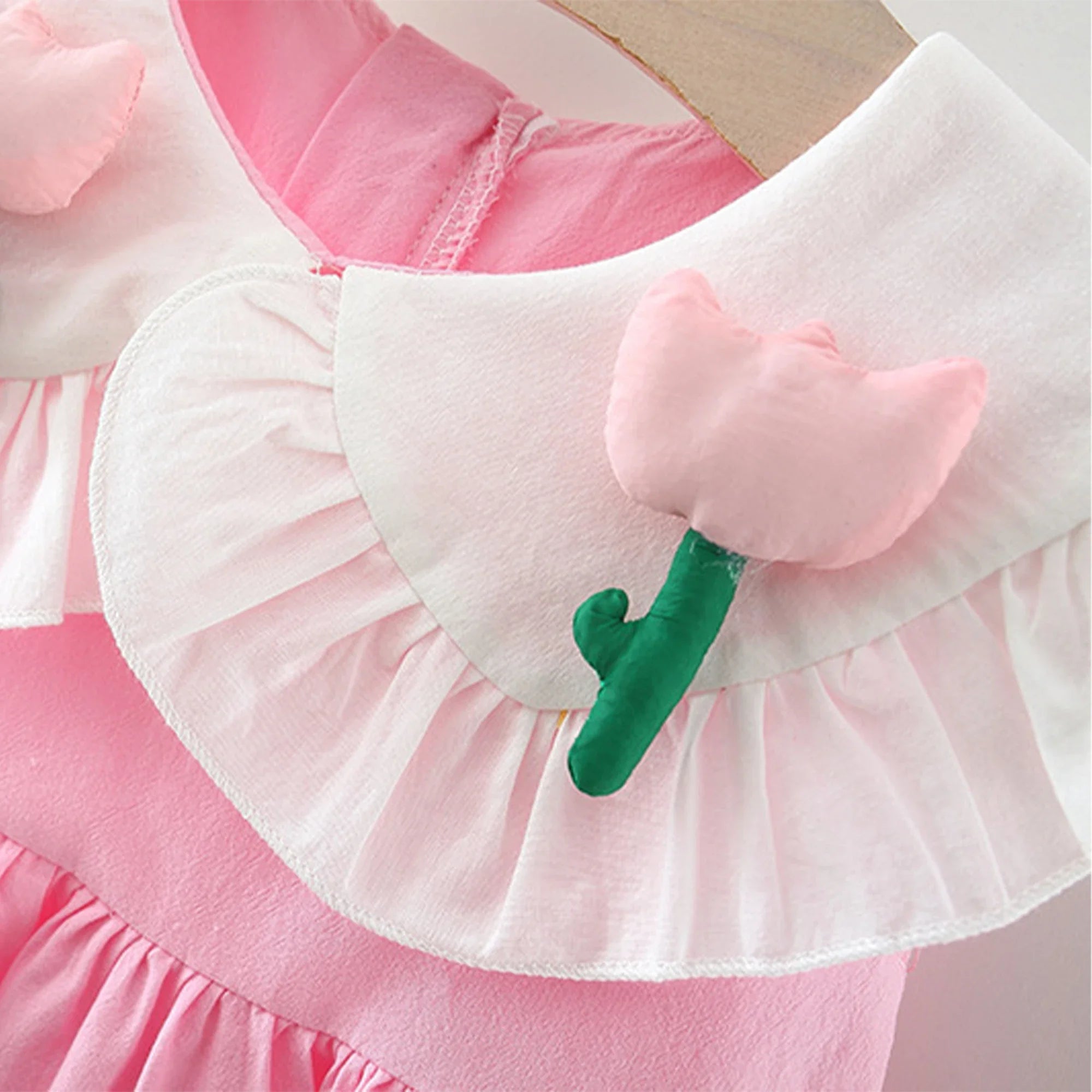 Korean Style Sleeveless Cotton Dress with Floral Lapel