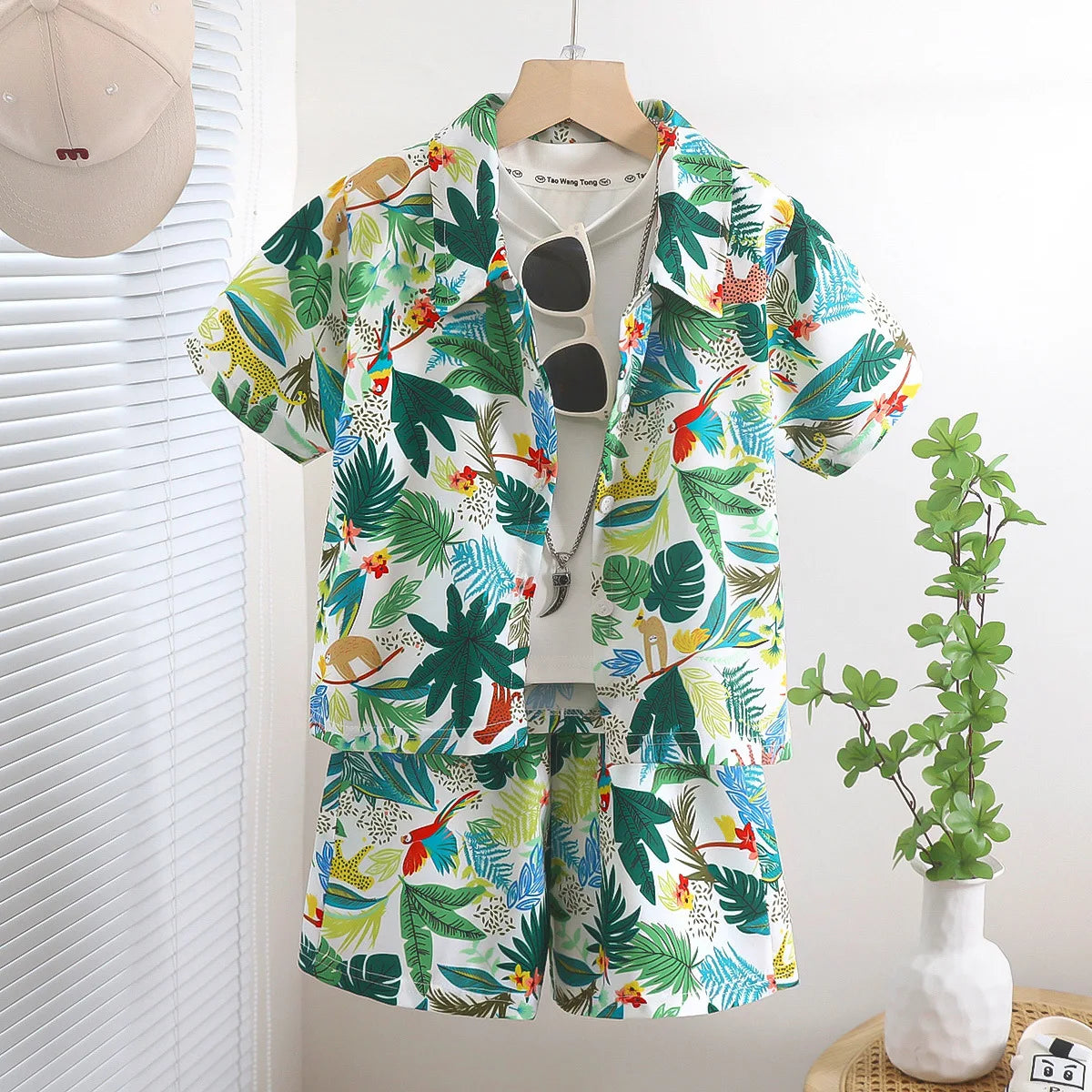 Vacation Style Short Sleeve Shirt & Shorts Set