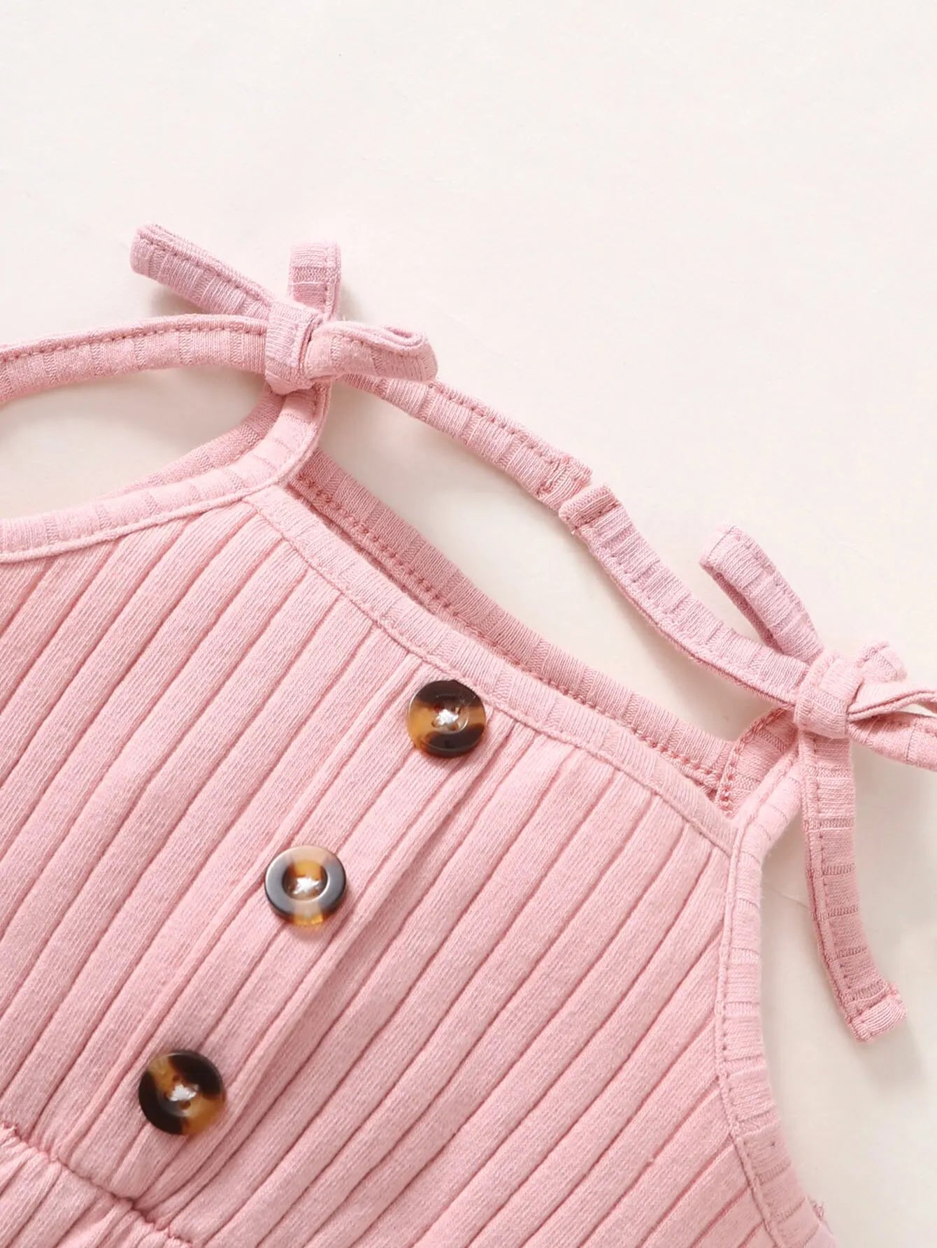 Newborn Baby Girl Romper Pink Ribbed Sling Bodysuit+ Headwear