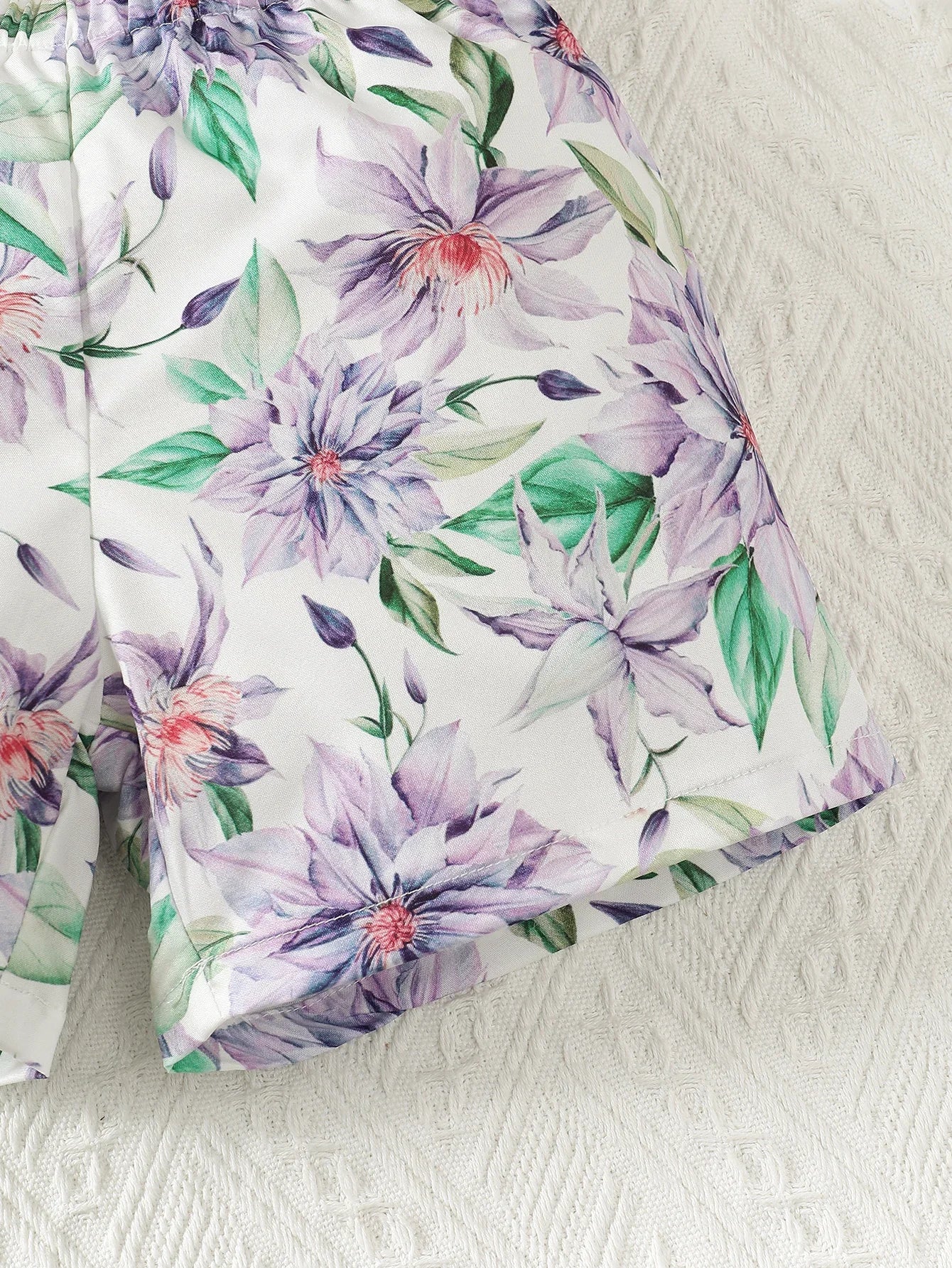 2-Piece Suspenders Top with Bow & Floral Shorts (For Girls 1-8 Years)