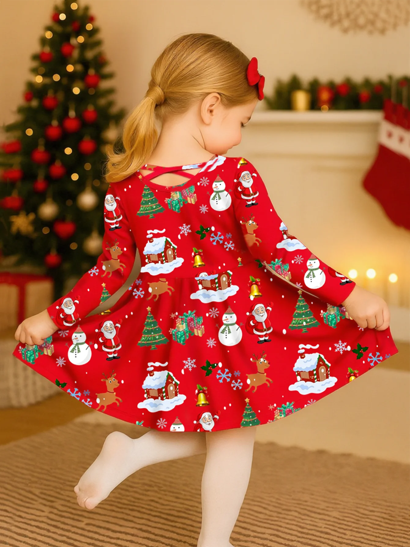 Red Winter Party Dress for Girls