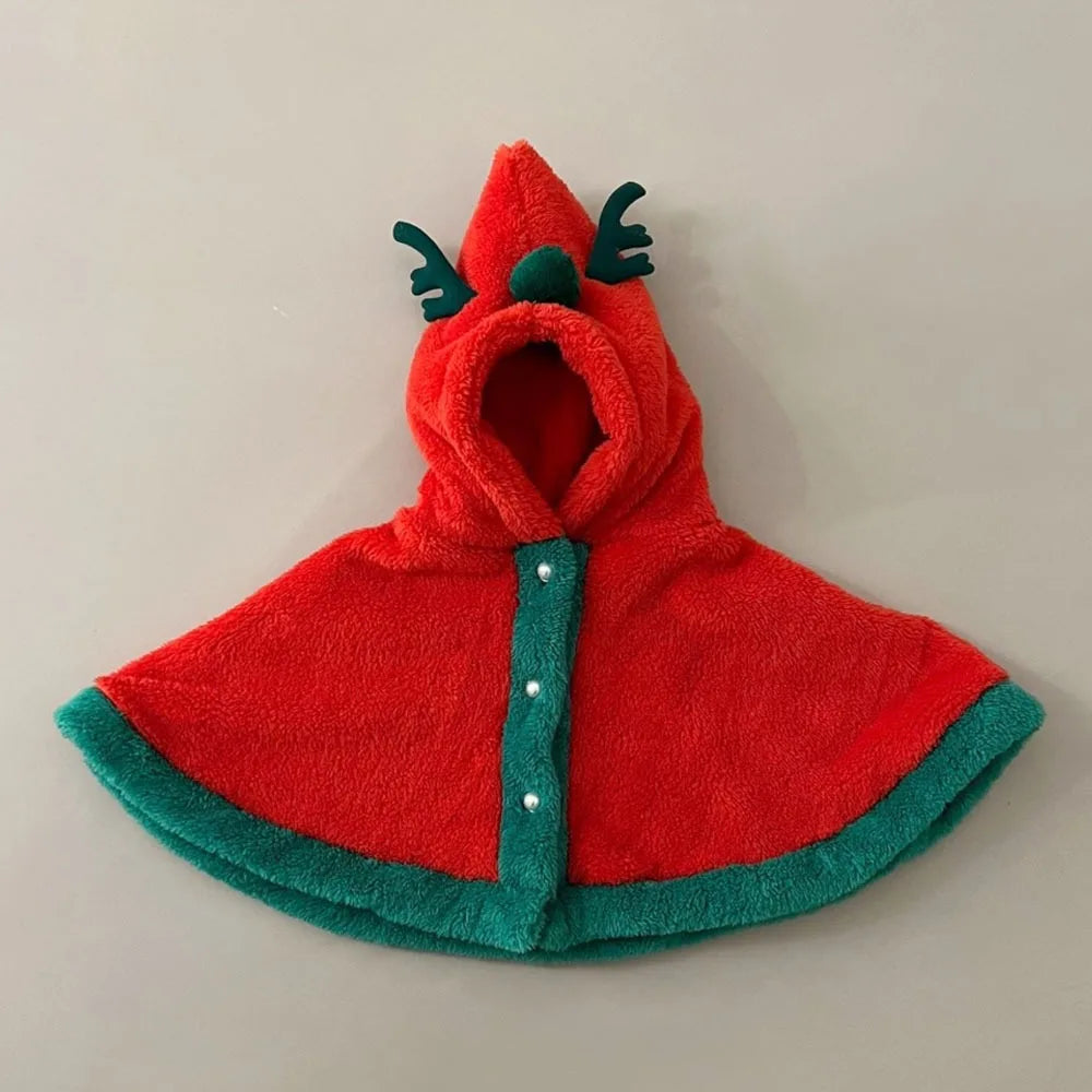 Cozy Fleece-Lined Baby Poncho Christmas Coat