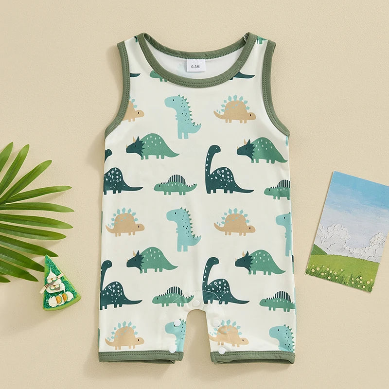 Toddler Girl Floral Print Sleeveless Romper Round Neck Jumpsuit
