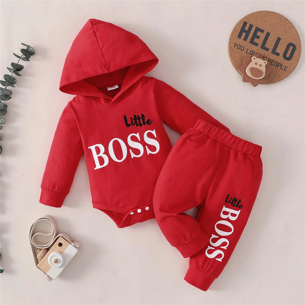 Baby Boy Funny Cotton Hooded Outfit Set