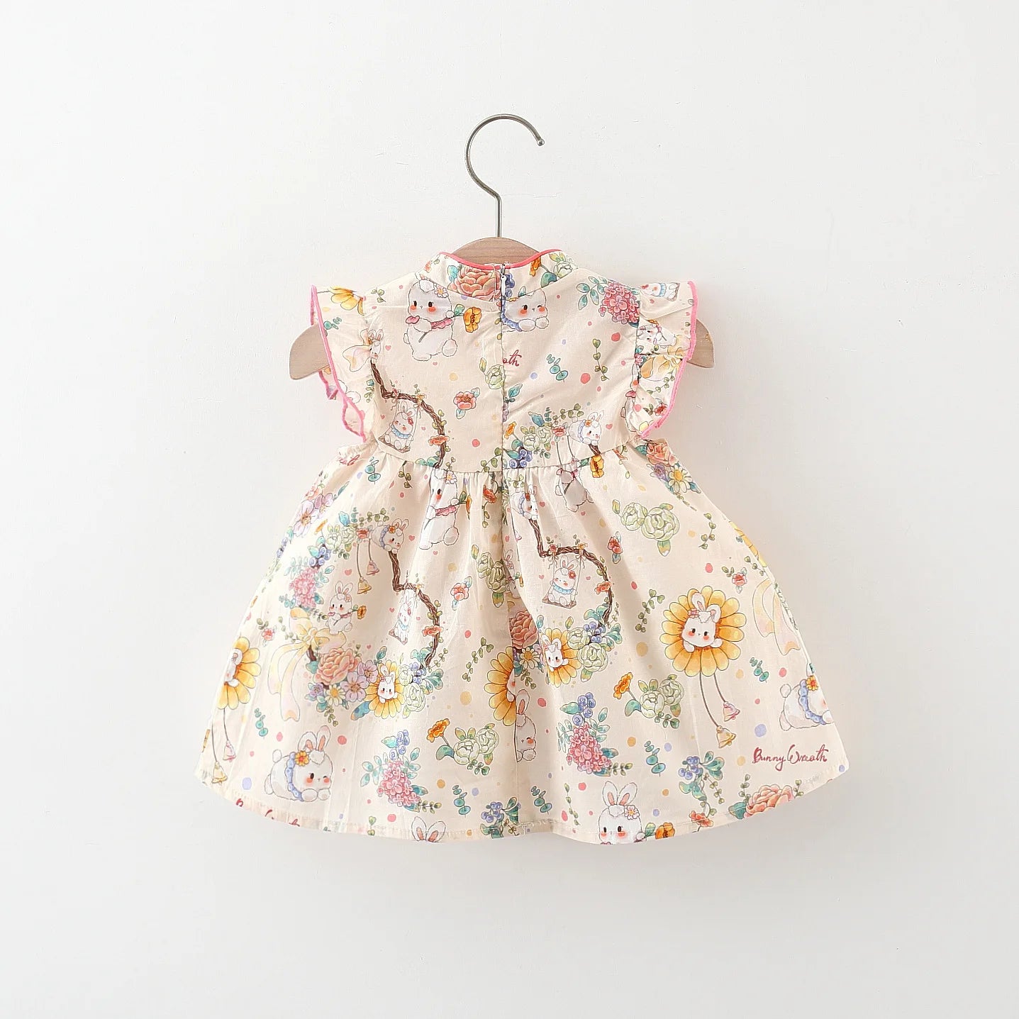 Summer Sunflower Bunny Flying Sleeve Chinese Style Dress (Girls, 0-3 Years Old)