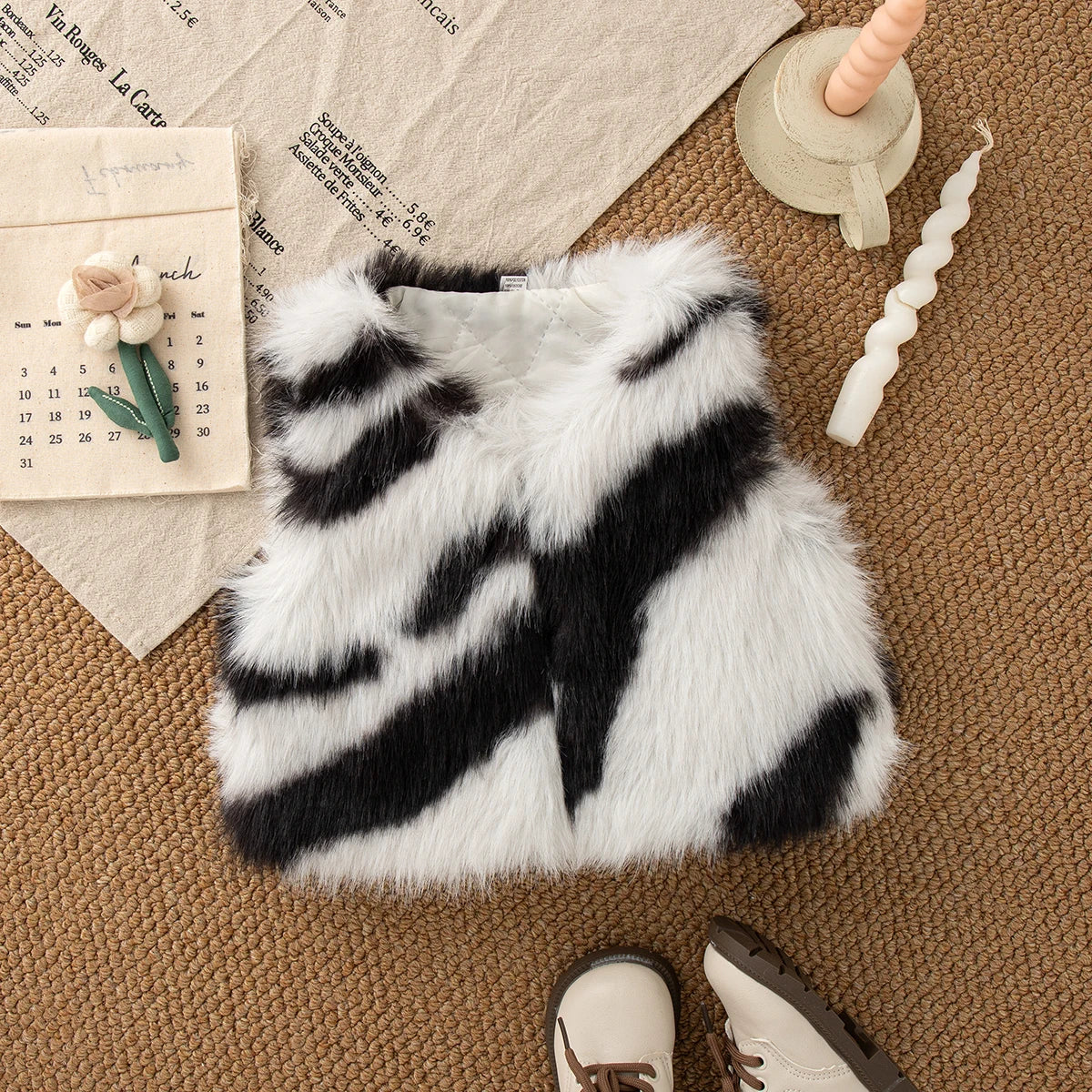 Baby Fur Zebra Vest Coat