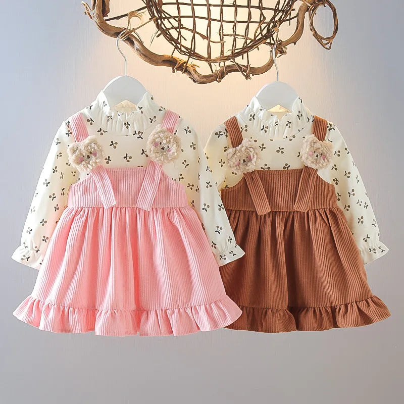Floral Corduroy Strap Dress (Girls)