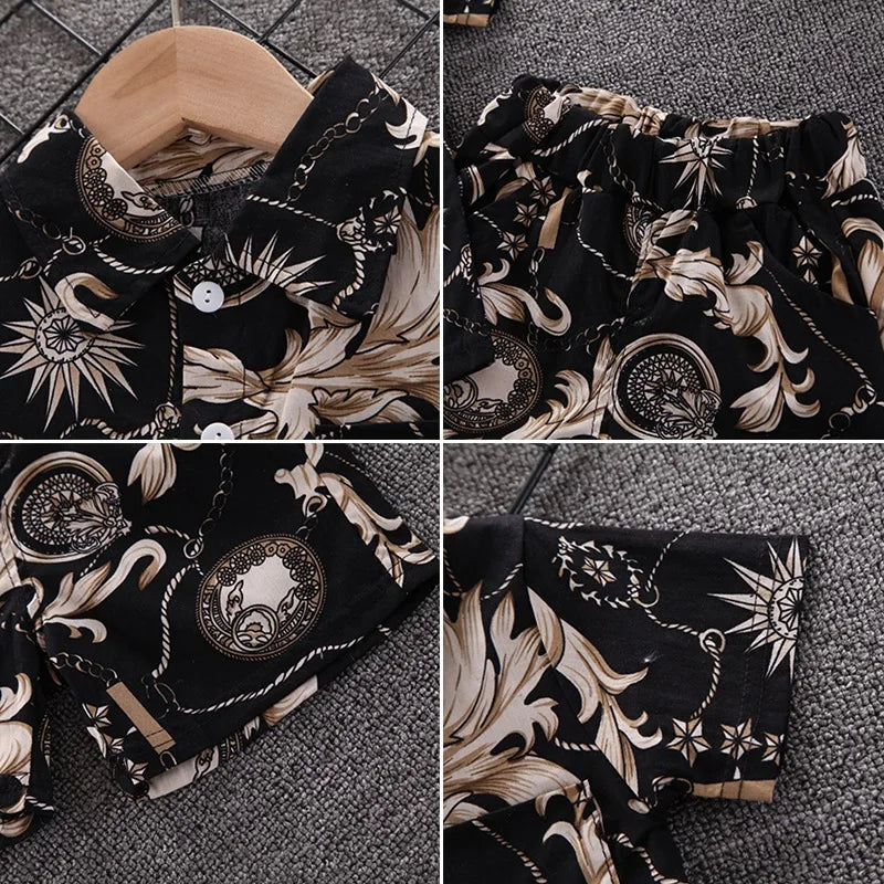 Boys’ Black Summer Clothing Set – 2PCS