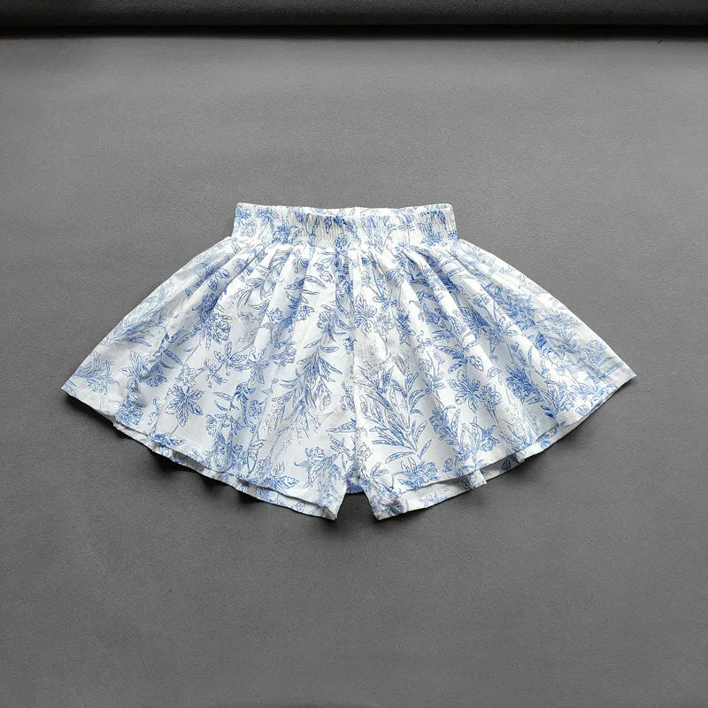 Floral Flowers Kids for Girls Wide-Leg Beach Shorts