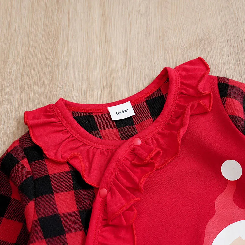 Newborn Santa Print Baby Jumpsuit