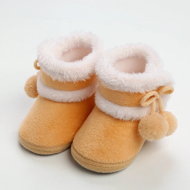 Solid Baby Booties with Pompom