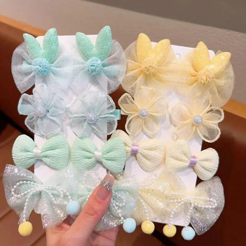 MOMSTAG 8-Piece Flower Bow Hair Clip Set