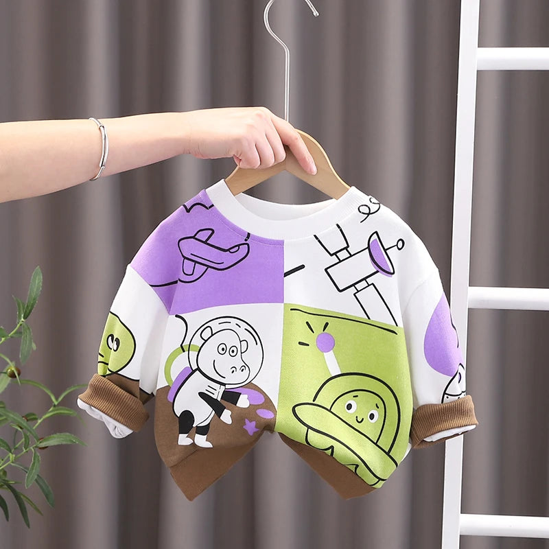 Baby Colorful Cartoon Hoodie Pullover
