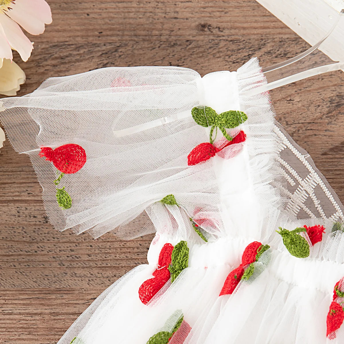 Fruit & Flower Print Princess Dress with Bow Back for Birthday & Party