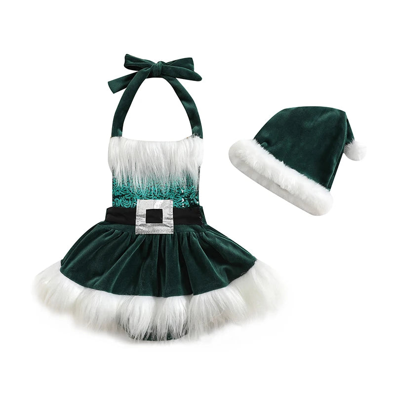 Baby Girl Santa Tulle Party Dress + Hat