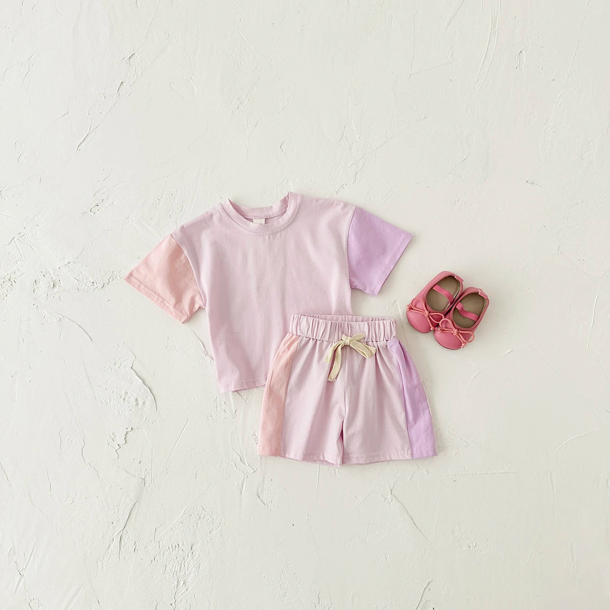 Solid Color T-Shirt & Elastic Waist Pants for Boys & Girls, Toddler Clothes