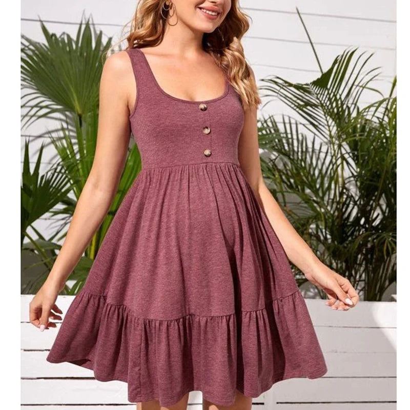 MOMSTAG Maternity Button Pocket Dress - Office Casual